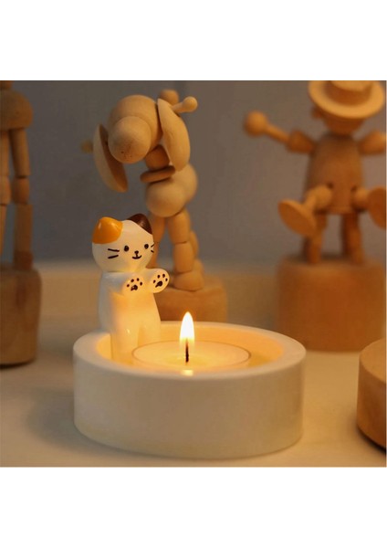 Karikatür Kedi Mumluk, Patilerini Isıtan Kedi Mumluk, Kendin Yap El Yapımı Saklama Kutusu Tutucu, Ev Dekorasyonu (Yurt Dışından) fırsatları