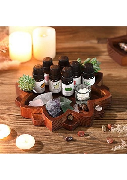 Lotus Kristal Tepsi Ahşap Lotus Şeklinde Kristal Sergileme Tepsisi Retro Mücevher Esansiyel Yağı Kristal Saklama Kutusu (Yurt Dışından) indirimleri