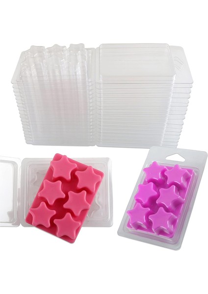 Balmumu Eritme Kapları - 6 Bölmeli Şeffaf Boş Plastik Balmumu Eritme Kalıpları - 50 Paket Tartlar Için Pentagram Şeklinde Midye Kabukları Balmumu Eritmeleri (Yurt Dışından)