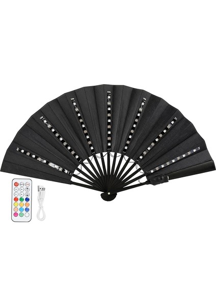 Uzaktan Kumandalı LED Parlayan Renkli Çin El Tipi Katlanır Vantilatör Sahne Performansı Gösterisi Işıklı Vantilatör Siyah (Yurt Dışından) fiyatları