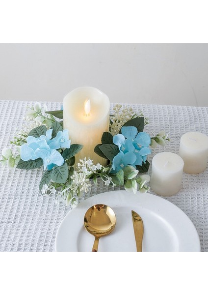 Düğün Şamdan Çelengi Yapay Çiçek Bitkileri Mum Aromaterapi Yüzük Tutucu Masa Orta Parçası Dekoru Göl Mavisi (Yurt Dışından) fırsatları