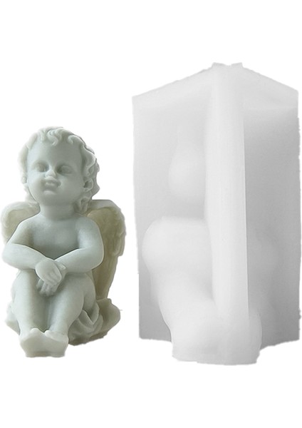 3D Melek Çocuk Silikon Kalıp Sevimli Kanatlı Çocuklar Soyut El Sanatları Kokulu Mum Kalıbı Kendin Yap Alçı Mum Yapımı (Yurt Dışından)