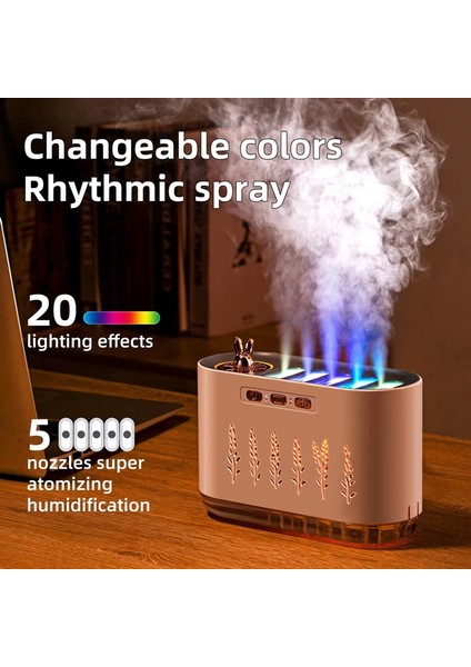 Sesle Kontrol Edilen Hava Nemlendirici, Dinamik Renkli Beş Delikli Spreyli Sessiz Yatak Odası Aromaterapi Cihazı (Yurt Dışından) fırsatları
