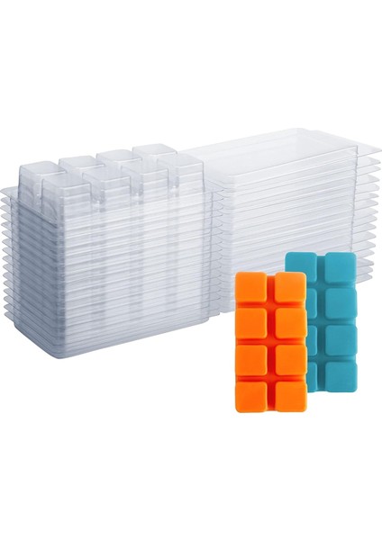 Balmumu Eritme Kapları - 8 Bölmeli Şeffaf Boş Plastik Balmumu Eritme Kalıpları - 50 Paket Tartlar Için Küpler ve Kabuklar Balmumu Eritme Kalıpları (Yurt Dışından)