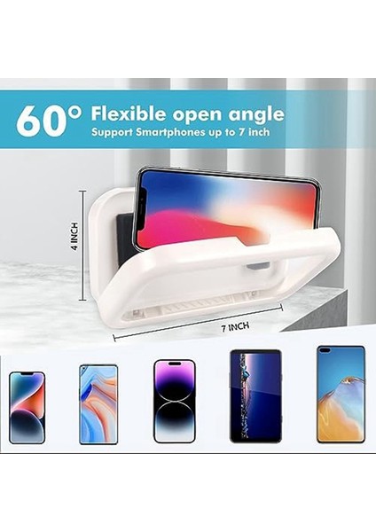 Banyo Döndürülebilir Su Geçirmez Cep Telefonu Kutusu Deliksiz Tuvalet Duvara Monte Cep Telefonu Su Geçirmez Braket Beyaz (Yurt Dışından) indirimleri