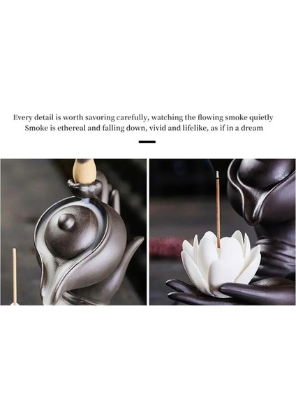 Buda Eli Geri Akışlı Tütsü Brülörü Buda Lotus Eli Geri Akışlı Lotus Eli Vintage Şanslı Kilise Tutucu Kömür B (Yurt Dışından)