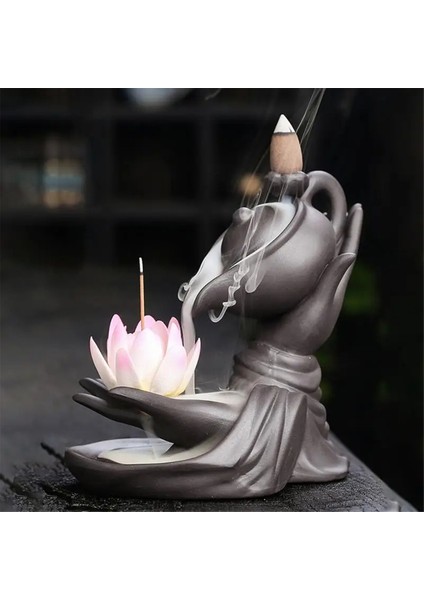 Buda Eli Geri Akışlı Tütsü Brülörü Buda Lotus Eli Geri Akışlı Lotus Eli Vintage Şanslı Kilise Tutucu Kömür B (Yurt Dışından) indirimleri