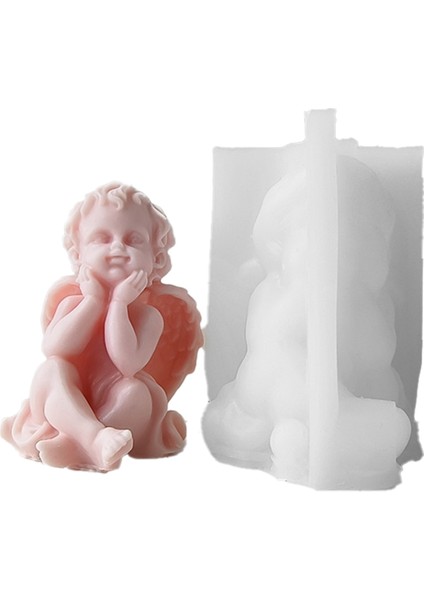 3D Melek Çocuk Silikon Kalıp Sevimli Kanatlı Çocuklar Soyut El Sanatları Kokulu Mum Kalıp Dıy Alçı Mum Yapımı, B (Yurt Dışından)