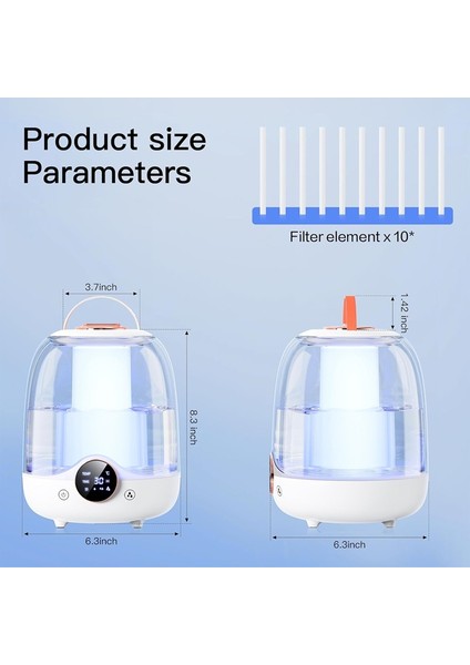 Yatak Odası Nemlendiricileri, 30 Saat 20 Db Sessiz Sis Süresi Için 3 L Tank, Çift Nozul, LED Işıklar, Bebek ve Büyük Odalar Için (Yurt Dışından) modelleri