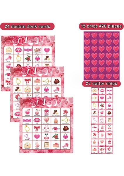 Sevgililer Günü Bingo Oyun Kartları 24 Oyuncu Çocuklar Için Parti Kart Oyunları, Okul Sınıf Oyunları, Aşk Partisi Malzemeleri (Yurt Dışından) modelleri