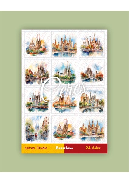 Ispanya Barselona Tema Sticker Set Spain Barcelona 2 Sayfa 24 Adet Etiket Planlayıcı Bullet Journal