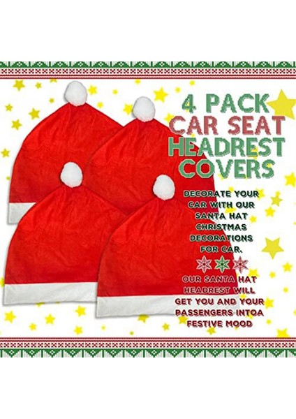 4 Adet Noel Baba Şapkalı Araba Koltuğu Başlık Kılıfı Sevimli Araba Dekoru Iç Mekan Araba Dekorasyonu, Çoğu Araba Baş Dayanağı Için Uygundur (Yurt Dışından) fırsatları