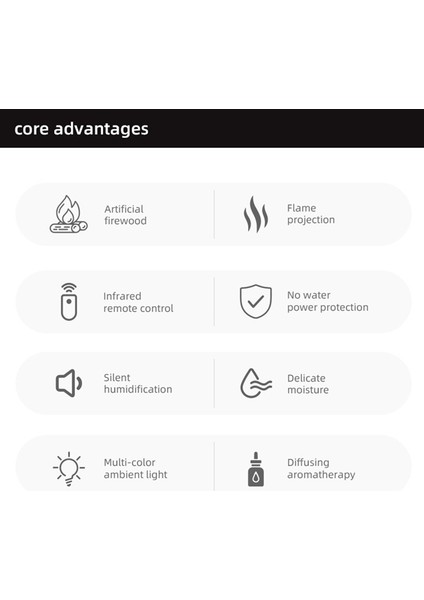 Şömine Alev Nemlendirici Yatak Odası Kalıcı Koku Makinesi Simüle Alev Aromaterapi Makinesi Siyah (Yurt Dışından) modelleri