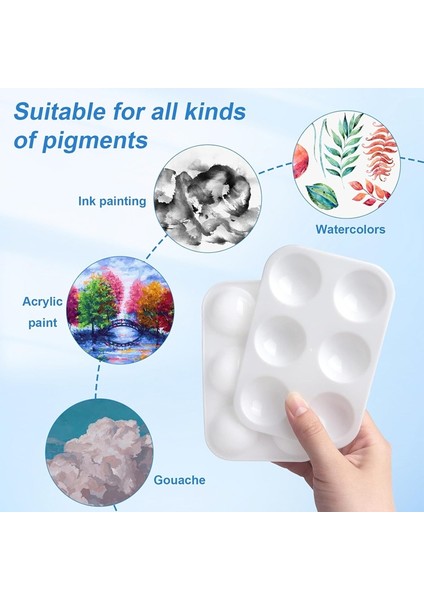 25 Adet Plastik Boya Paleti, 6 Adet Dikdörtgen Beyaz Tepsi Paleti, Kendin Yap El Sanatları ve Sanat Boyama, Parti Suluboyası (Yurt Dışından) fırsatları