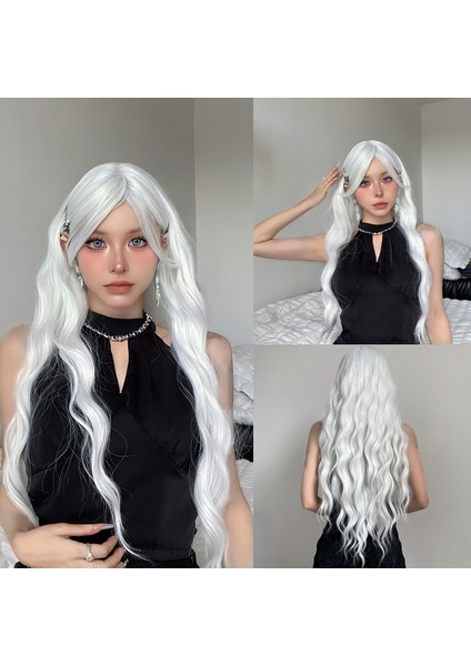 Kadınlar Için Günlük Parti Sentetik Saç Isıya Dayanıklı Uzun Su Dalgası Peruk, Beyaz Renkli, Ipeksi Cosplay Peruk (Yurt Dışından) fiyatları