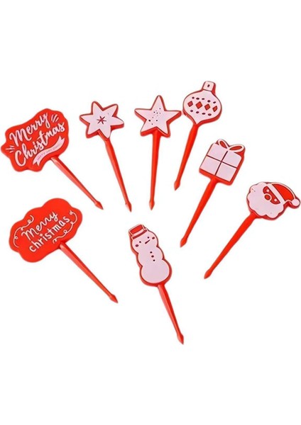 Noel Temalı Meyve Çubukları, Meyve Çatalı Çubukları Seti, Mini Kürdan Çatalları, Yeniden Kullanılabilir Öğle Yemeği Kutusu Kürdanları (Yurt Dışından)