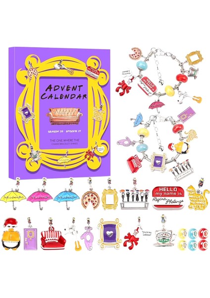 Advent Takvimi Kendin Yap Noel Charm Bileziği Noel Geri Sayım Takvimi Tv Şovu Noel Hediyesi Kadınlar ve Kızlar Için (Yurt Dışından)