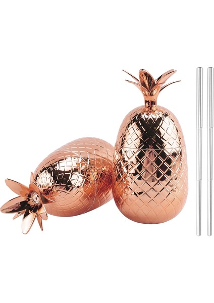 2 Paket Ananas Içecek Bardağı, 450 ml Gerilmiş Pipetli Bakır Ananas Bardak, Hawaii Luau Parti Bardakları (Yurt Dışından) fırsatları