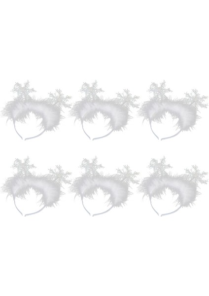 6 Adet Noel Süsleri Noel Başlığı Kar Tanesi Kafa Bandı Çocuklar Için Noel Partisi Malzemeleri Beyaz (Yurt Dışından)