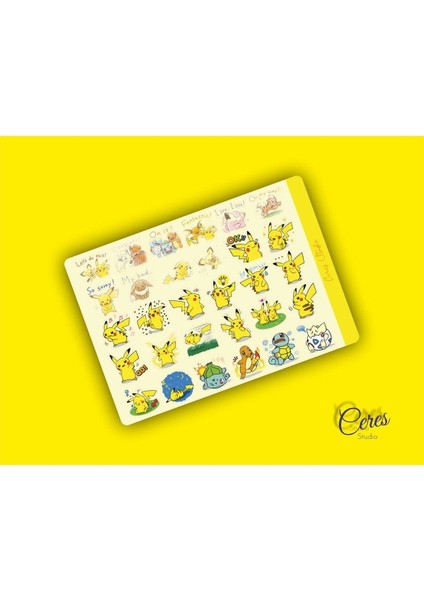 Pokemon Sticker Set 2 Adet 60 Etiket 18x13 cm Pikachu Charmander Temalı