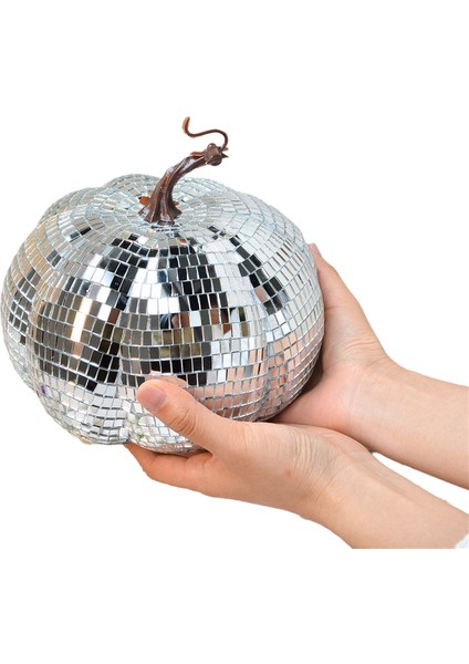 Gümüş Aynalı Disko Topu, Balkabağı Şeklinde Disko Topu, Dj Kulüp Partileri Için Uygun, Cadılar Bayramı Yansıtıcı Balkabağı Topu 20 cm (Yurt Dışından)