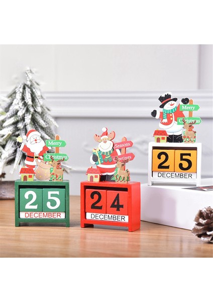 Noel Masa Takvimi Masaüstü Sayı Tarih Ahşap Bloklar Takvim Geri Sayım Noel Masaüstü Takvimi Noel Dekoru C (Yurt Dışından) modelleri