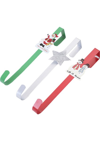 3 Adet 12 Inç Noel Çelengi Askıları Karikatür Kapı Üstü Askıları Kış Kardan Adamları Noel Baba Yıldızı Ön Kapı Askıları (Yurt Dışından)