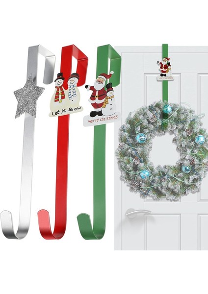 3 Adet 12 Inç Noel Çelengi Askıları Karikatür Kapı Üstü Askıları Kış Kardan Adamları Noel Baba Yıldızı Ön Kapı Askıları (Yurt Dışından) fiyatları
