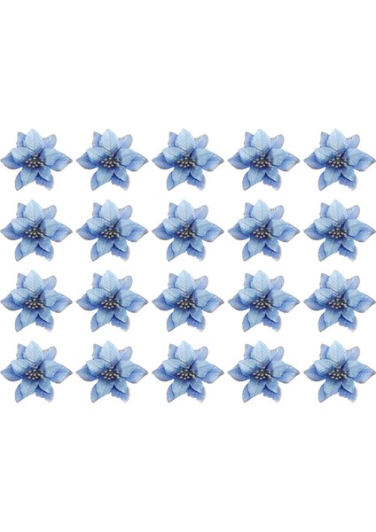 Noel Simli 20 Adet Noel Ağacı Süsü Yapay Düğün Noel Çiçekleri Çelenkleri Düğün Süsleri (Mavi) (Yurt Dışından)