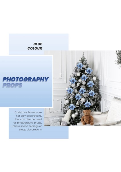 Noel Simli 20 Adet Noel Ağacı Süsü Yapay Düğün Noel Çiçekleri Çelenkleri Düğün Süsleri (Mavi) (Yurt Dışından) indirimleri