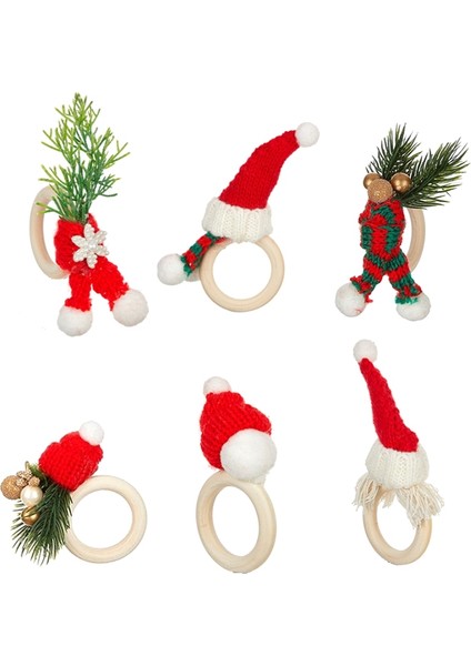 Altın Boncuklu 6 Adet Kozalaklı Peçete Tokası, Yemek Masası Için Çilek ve Çam Iğneli Noel Peçete Tutucuları (Yurt Dışından) fiyatları