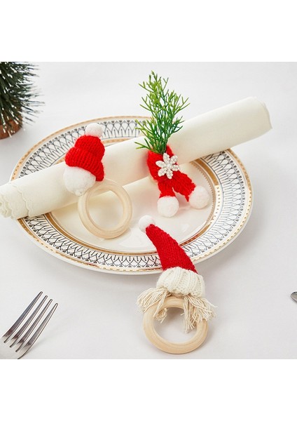 Altın Boncuklu 6 Adet Kozalaklı Peçete Tokası, Yemek Masası Için Çilek ve Çam Iğneli Noel Peçete Tutucuları (Yurt Dışından) indirimleri