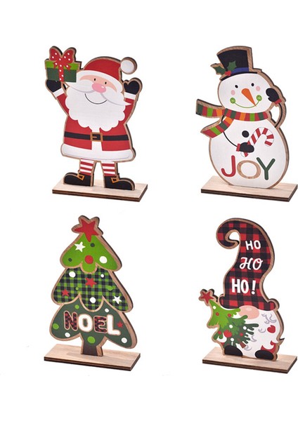 Noel Masaüstü Dekorasyonu - Noel Baba Noel Süslemeleri 4 Stilde Ahşap Noel Süsleri (Yurt Dışından)