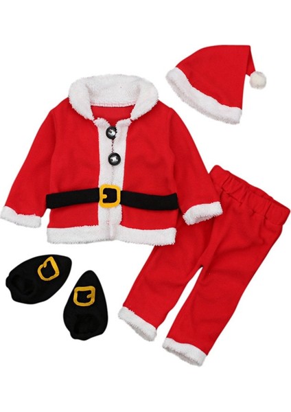 Noel Cosplay Bebek Kız Giysileri Takımı Kırmızı Yenidoğan Kadife Bebek Erkek Giysileri Şapka + Üstler + Çorap Kıyafet Kostümleri 70 (Yurt Dışından) fiyatları
