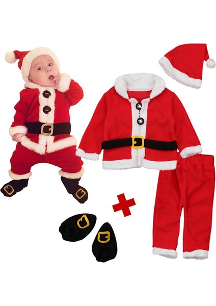 Noel Cosplay Bebek Kız Giysileri Takımı Kırmızı Yenidoğan Kadife Bebek Erkek Giysileri Şapka + Üstler + Çorap Kıyafet Kostümleri 70 (Yurt Dışından) modelleri