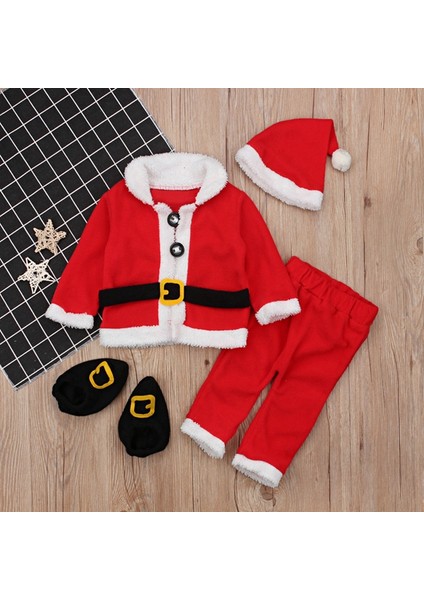 Noel Cosplay Bebek Kız Giysileri Takımı Kırmızı Yenidoğan Kadife Bebek Erkek Giysileri Şapka + Üstler + Çorap Kıyafet Kostümleri 70 (Yurt Dışından) fırsatları