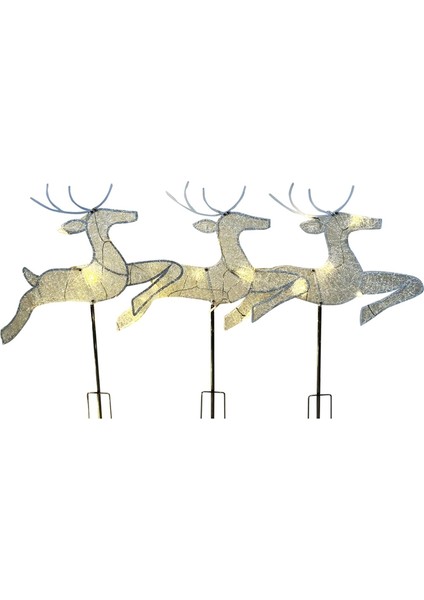 Ev Noel Bahçe Dekorasyonu, 3'lü Set, Beyaz Işıklı Önceden Aydınlatılmış Beyaz Ren Geyiği, Işıklı Simli Ayakta Ren Geyiği (Yurt Dışından) fırsatları