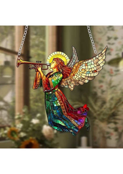 Noel Meleği Güneş Tutucu, Vitray Pencere Asılı Akrilik Disk Kolye Noel Hediyesi (Yurt Dışından) indirimleri