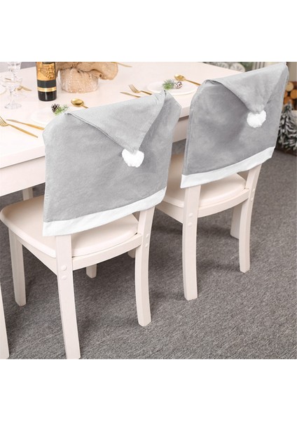 4 Parça Noel Sandalye Kılıfı Dekoru, Noel Baba Şapkası Kar Tanesi Sandalye Noel Şapkası, Mutfak Yemek Sandalyesi Kılıf Setleri (Yurt Dışından)