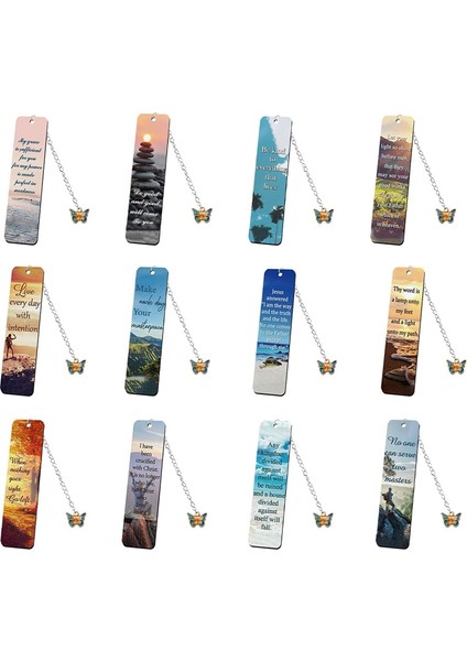 Kitapseverler Için 12 Parça Ilham Verici Ayraç Paslanmaz Çelik Ayraç Motivasyonel Ayraç Güçle Giyinmiş (Yurt Dışından) fiyatları