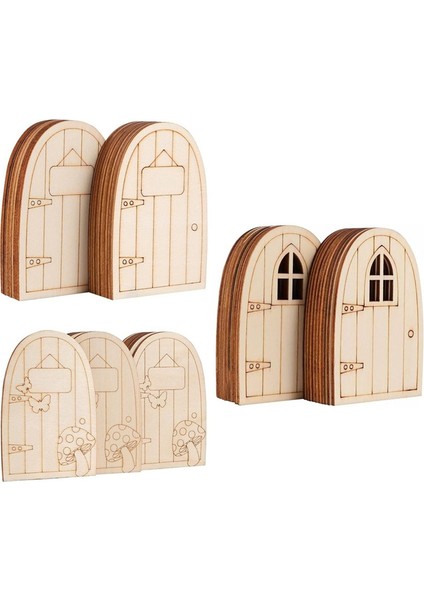 60 Adet Boyasız Ahşap Peri Kapısı Boş Bahçe Kapısı Kendin Yap Noel El Sanatları Süslemeleri Için Oyuk Ahşap Kapı (Yurt Dışından)