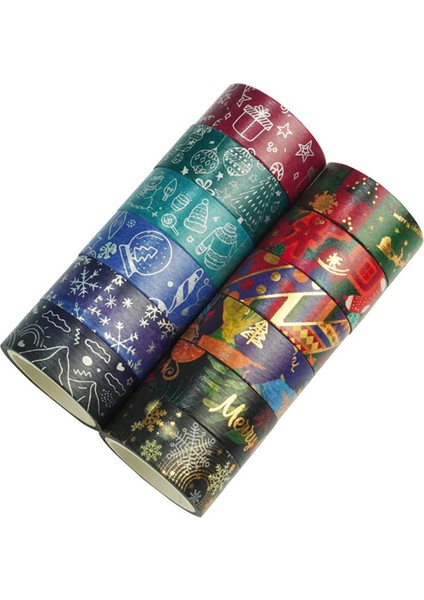Noel Washi Bant Seti 12 Rulo Kış Süslemeleri Sanat, Kendin Yap El Sanatları, Günlükler, Planlayıcılar ve Paketleme Için (Yurt Dışından)