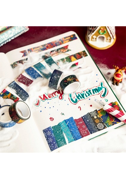 Noel Washi Bant Seti 12 Rulo Kış Süslemeleri Sanat, Kendin Yap El Sanatları, Günlükler, Planlayıcılar ve Paketleme Için (Yurt Dışından) modelleri