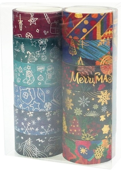 Noel Washi Bant Seti 12 Rulo Kış Süslemeleri Sanat, Kendin Yap El Sanatları, Günlükler, Planlayıcılar ve Paketleme Için (Yurt Dışından) indirimleri