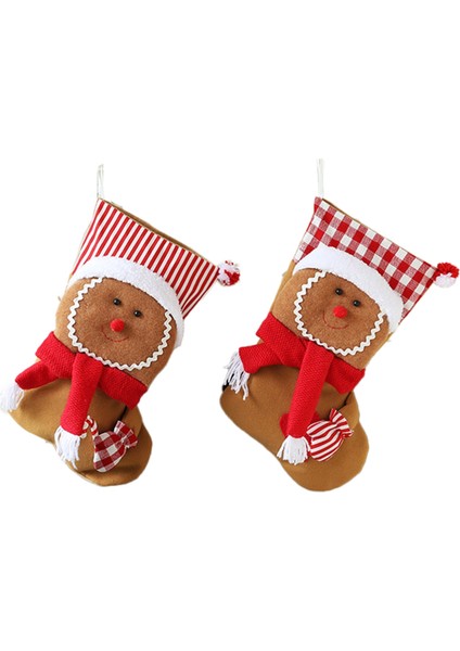 2 Adet Noel Çorabı, Noel Askılı Çorap, Noel Çorabı, Şömine, Noel Ağacı, Aile, Yeni Yıl, Ev Dekorasyonu (Yurt Dışından)