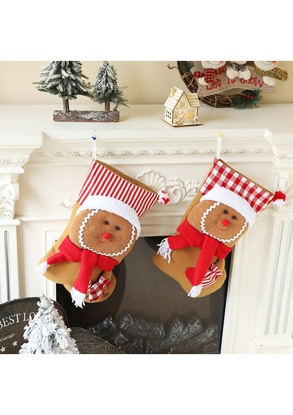 2 Adet Noel Çorabı, Noel Askılı Çorap, Noel Çorabı, Şömine, Noel Ağacı, Aile, Yeni Yıl, Ev Dekorasyonu (Yurt Dışından) modelleri