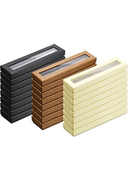 24 Adet Kalem Hediye Kutusu Boş Kalem Kutuları Şeffaf Kapaklı Kalem Sergileme (Siyah, Bej, Bronz) (Yurt Dışından) modelleri