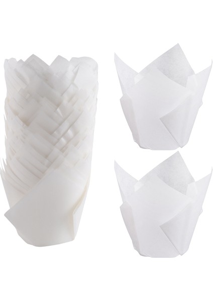 50 Adet Lale Kek Kalıbı, Lale Pişirme Kağıdı Kek ve Muffin Kalıpları Ağartılmamış Pişirme Kapları Kek Beyazı (Yurt Dışından) fiyatları