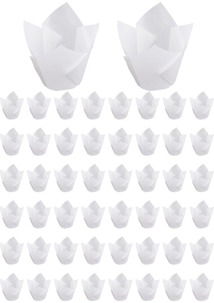 50 Adet Lale Kek Kalıbı, Lale Pişirme Kağıdı Kek ve Muffin Kalıpları Ağartılmamış Pişirme Kapları Kek Beyazı (Yurt Dışından) fırsatları