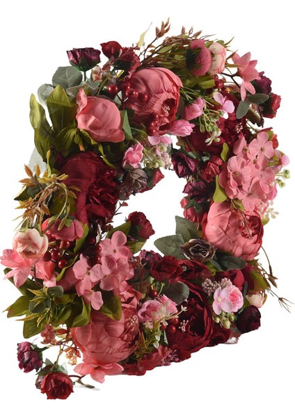 Dekoratif Kapı Çelengi, Ipek Çiçek Şakayık Başlı Çiçek Çelengi 40 cm El Yapımı Çelenk Sonbahar Kış Dış Mekan Sergilemesi Için Kırmızı (Yurt Dışından) fırsatları